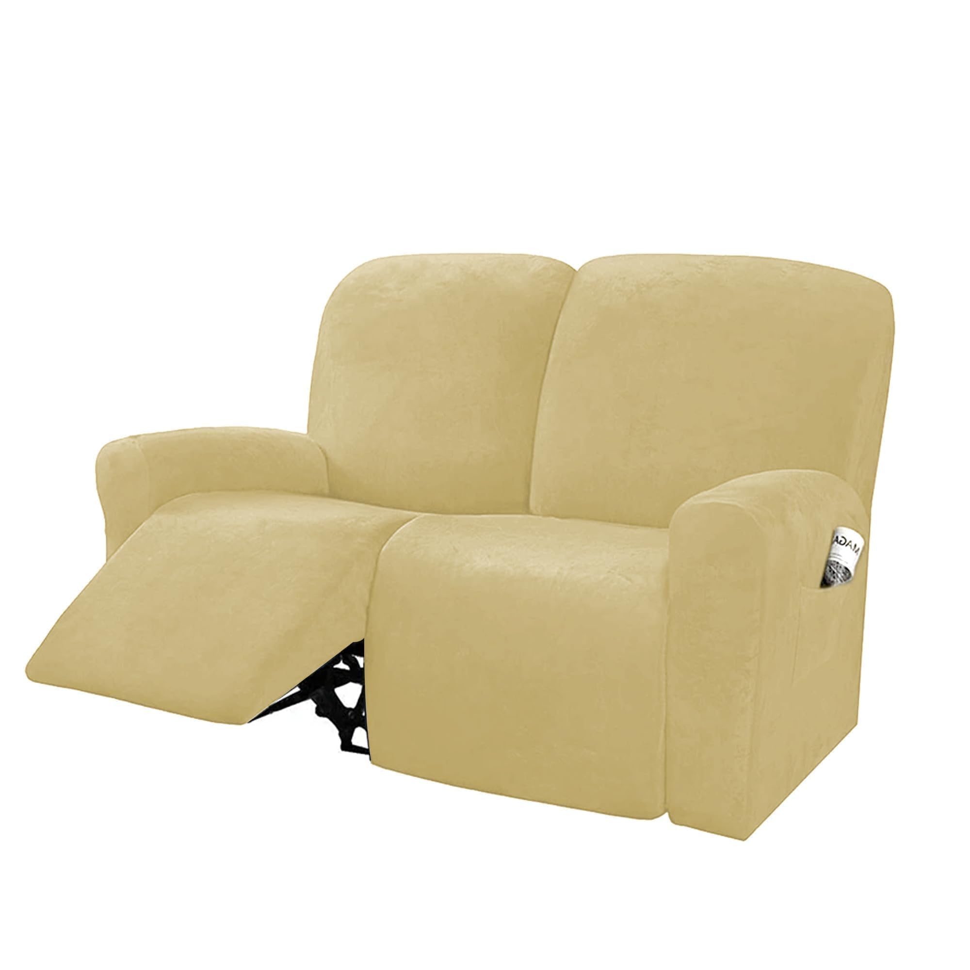Photo 1 of NORTHERN BROTHERS Recliner Chair Covers, Stretchy Recliner Couch Covers, Lazy Boy Velvet Chair Covers, Sofa Cover (Beige, loveseat)1056693852
