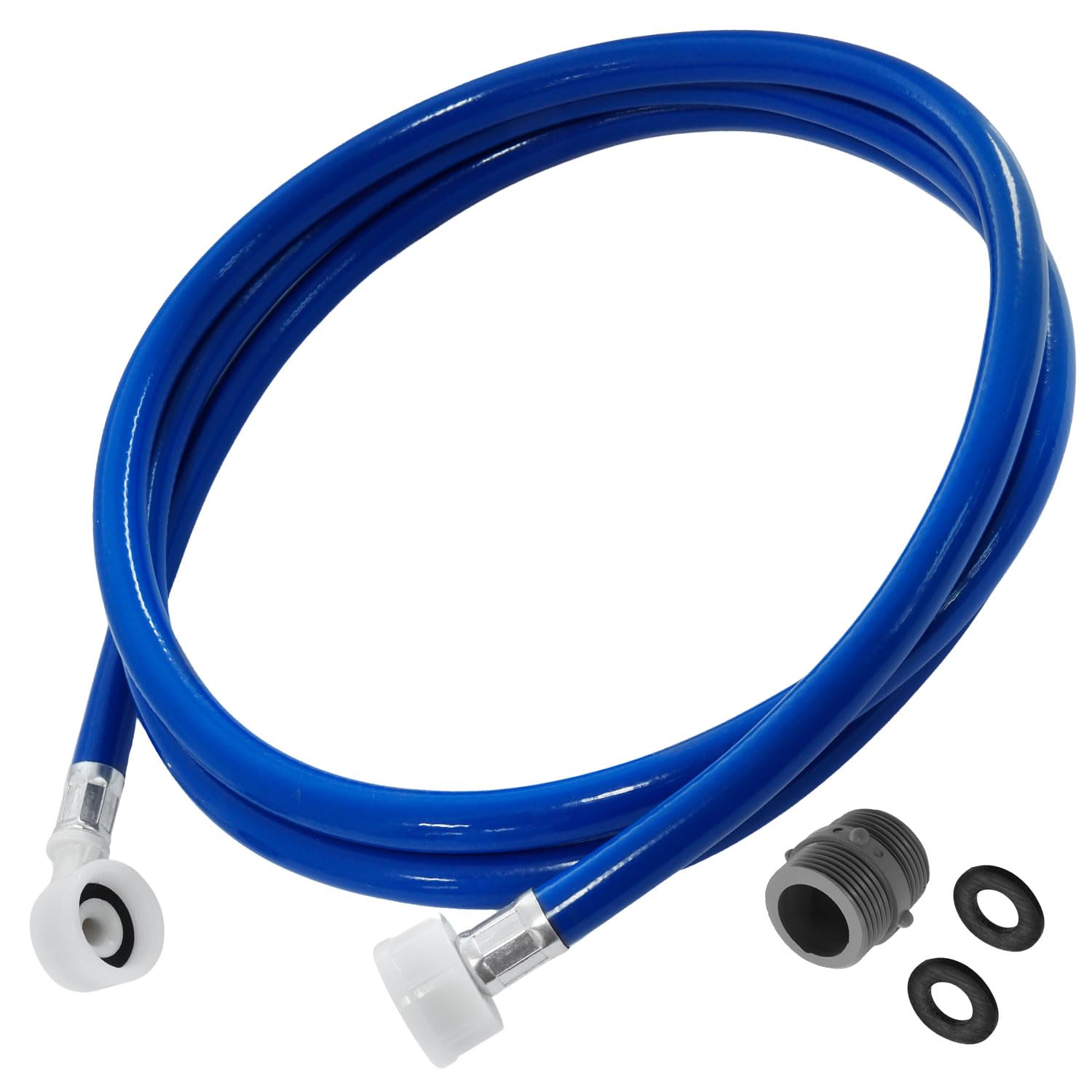 Cold Fill Hose Extension Kit for Washing Machines and Dishwashers 2.5m Blue Flexible Hose with Straight and Hooked Connectors Leak Resistant Water Inlet Pipe Replacement | Paxanpax PLD1230
