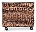 BIRDROCK HOME Abaca Rolling Storage and Recycling Bin - Divided Decorative Cart - Kitchen - Paper Cans Glass Plastic Sorter - Toy Blanket Storage