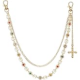 PHOGARY Pants Chain Gold for Men&Women, Chains for Jeans Rhinestone Pearl Cross Wallet Chain Street wear Punk Accessories
