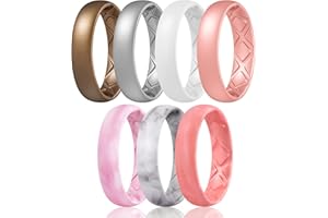 Egnaro Inner Arc Ergonomic Breathable Design, Silicone Rings for Women with half sizes, Women's Silicone Wedding Band，5mm Wide-2mm Thick