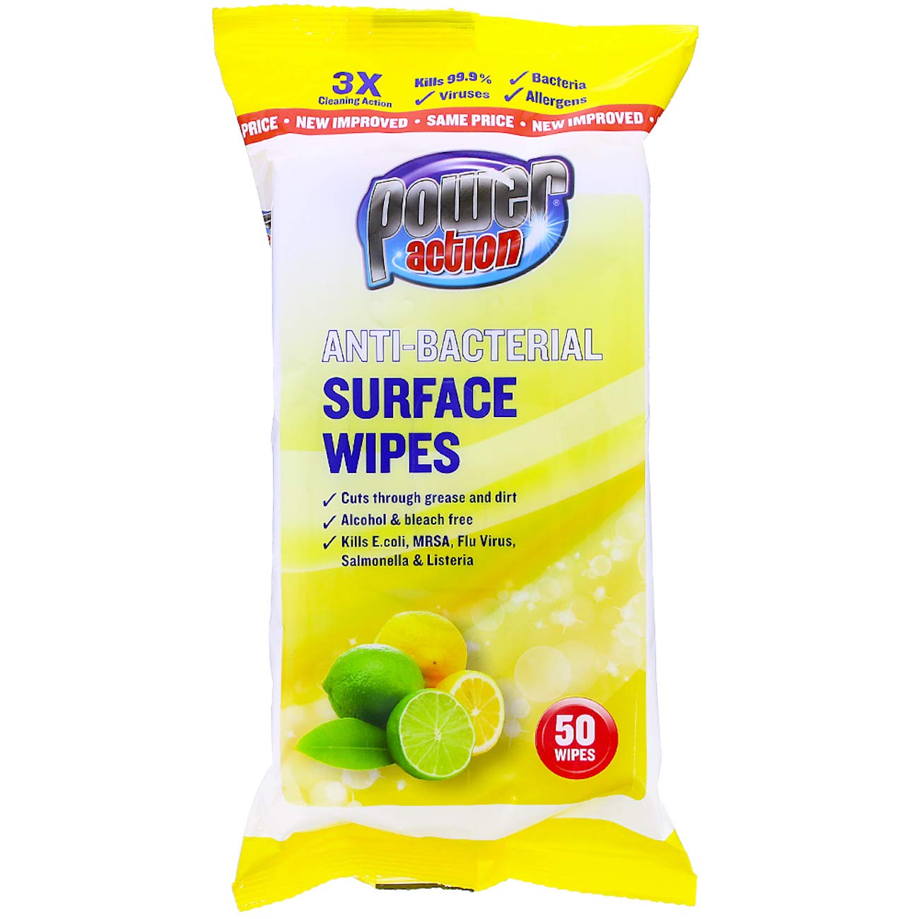 Power Action Citrus Wipes - 50 Wipes in Pack