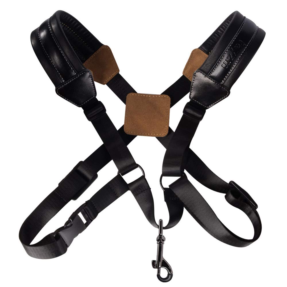 Rayzm Saxophone Strap, Universal Double Shoulder Leather Strap for Sax