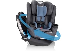 Evenflo REO by Revolve360 Rotating Convertible Car Seat with Quick Clean Cover, Infant to Toddler, Forward and Rear Facing, Compact Design, One-time Install (Nantucket)
