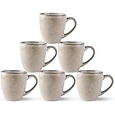 GBHOME Ceramic Coffee Mugs Set of 6, 12oz Stoneware Coffee Mugs Set For Dad Mom Women MEN, Light Weight Coffee Cups for Latte/Tea/Beer/Hot Cocoa, Dishwasher & Microwave Safe,Cappuccino