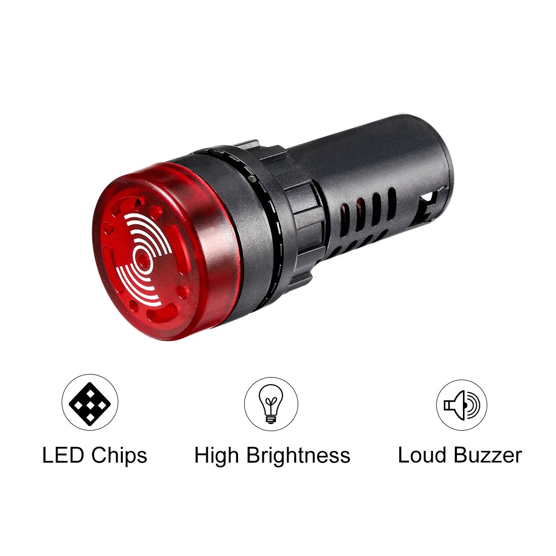 uxcell 3Pcs Red Indicator Light with Buzzer AC/DC 12V, 22mm Panel Mount Flashing Alarm, for Electrical Control Panel, HVAC, DIY Projects: Industrial & Scientific