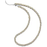COOLSTEELANDBEYOND 24 inches Steel Cuban Curb Chain Interwoven Link Chain Necklace for Men Women, Silver Gold Two-tone