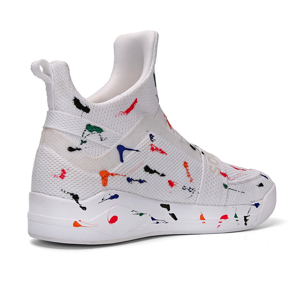 Soulsfeng White High Top Shoes Casual Mesh Sneakers(Men 10 D(M) US=EUR44=UK9)