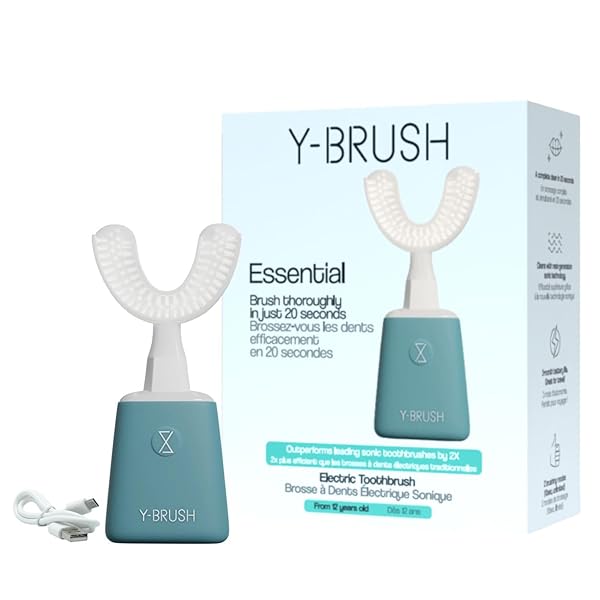 Y-BRUSH NEW 2025 ESSENTIAL – SONIC ELECTRIC TOOTHBRUSH – 3 MONTHS BATTERY LIFE WITH USB-C – 2 BRUSHING MODES – CLINICALLY PROVEN – ADULT