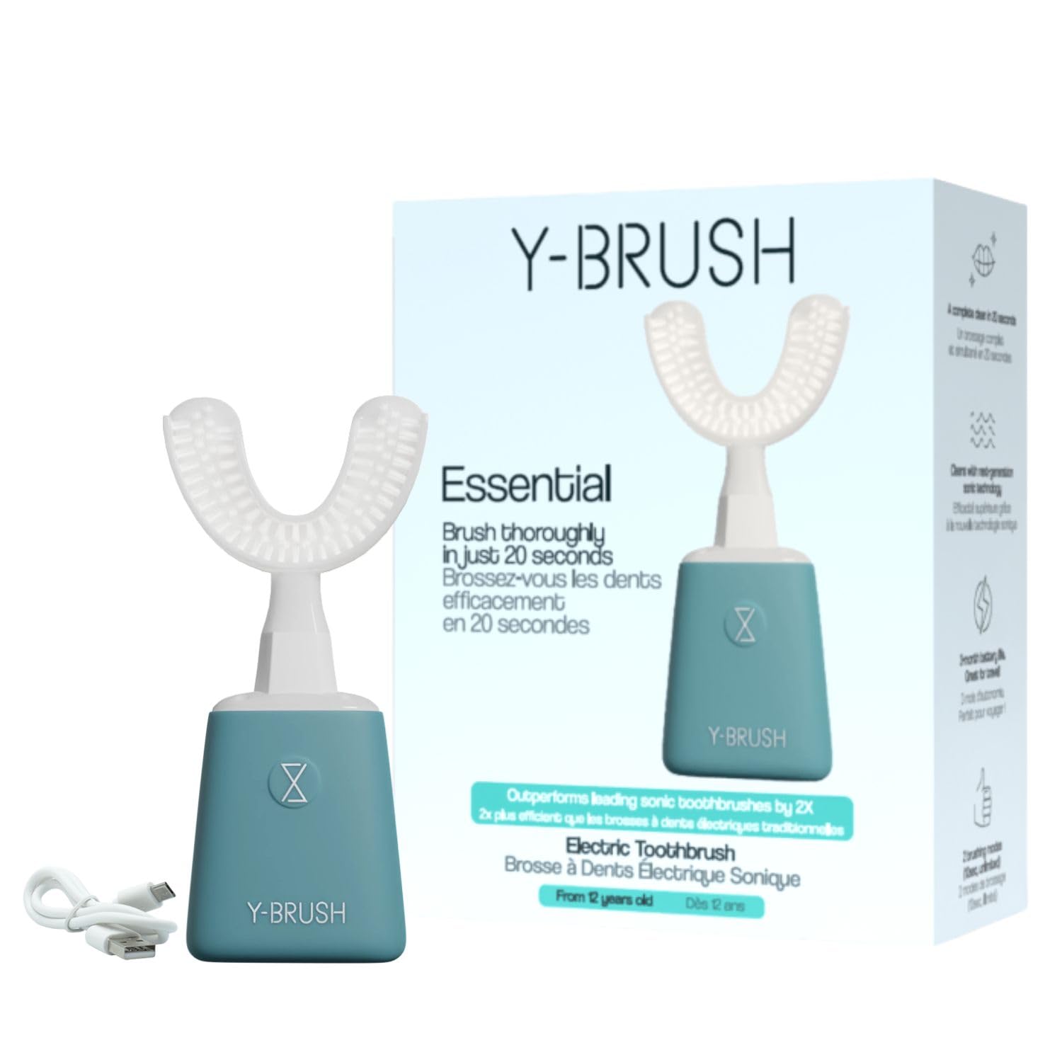 Photo 1 of Y-Brush New 2025 Essential - Sonic Electric Toothbrush - 3 Months Battery Life with USB-C - 2 Brushing Modes - Clinically Proven - Adult
