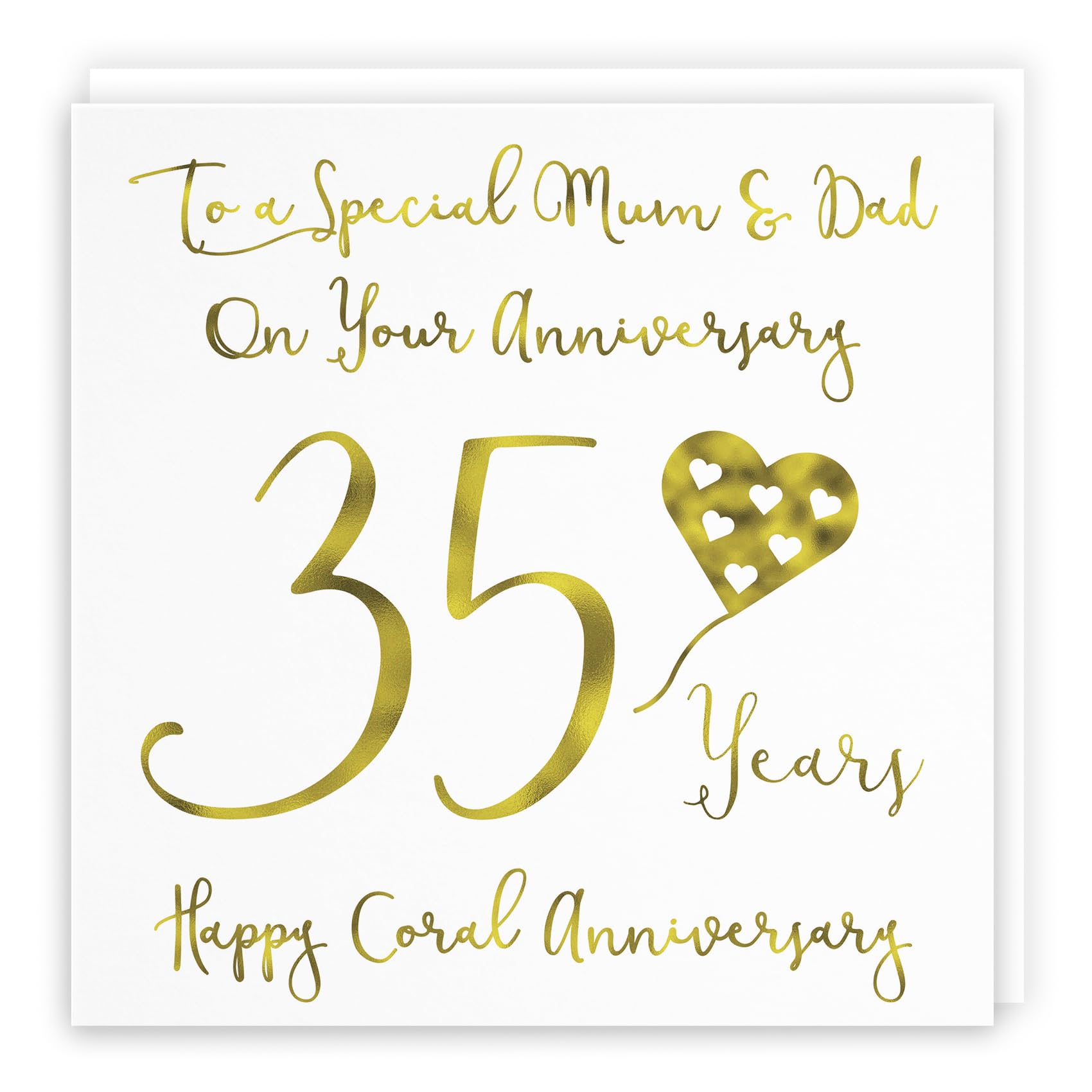 Hunts England - Mum And Dad - Parents 35th Anniversary Card - To A Special Mum & Dad On Your Anniversary - 35 Years - Happy Coral Anniversary - Milano Collection