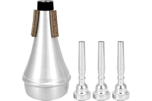 QWORK Trumpet Accessory Kit with 3 Mouthpieces (7C, 5C, 3C) and Aluminum Alloy Practice Mute for Beginners to Advanced Player
