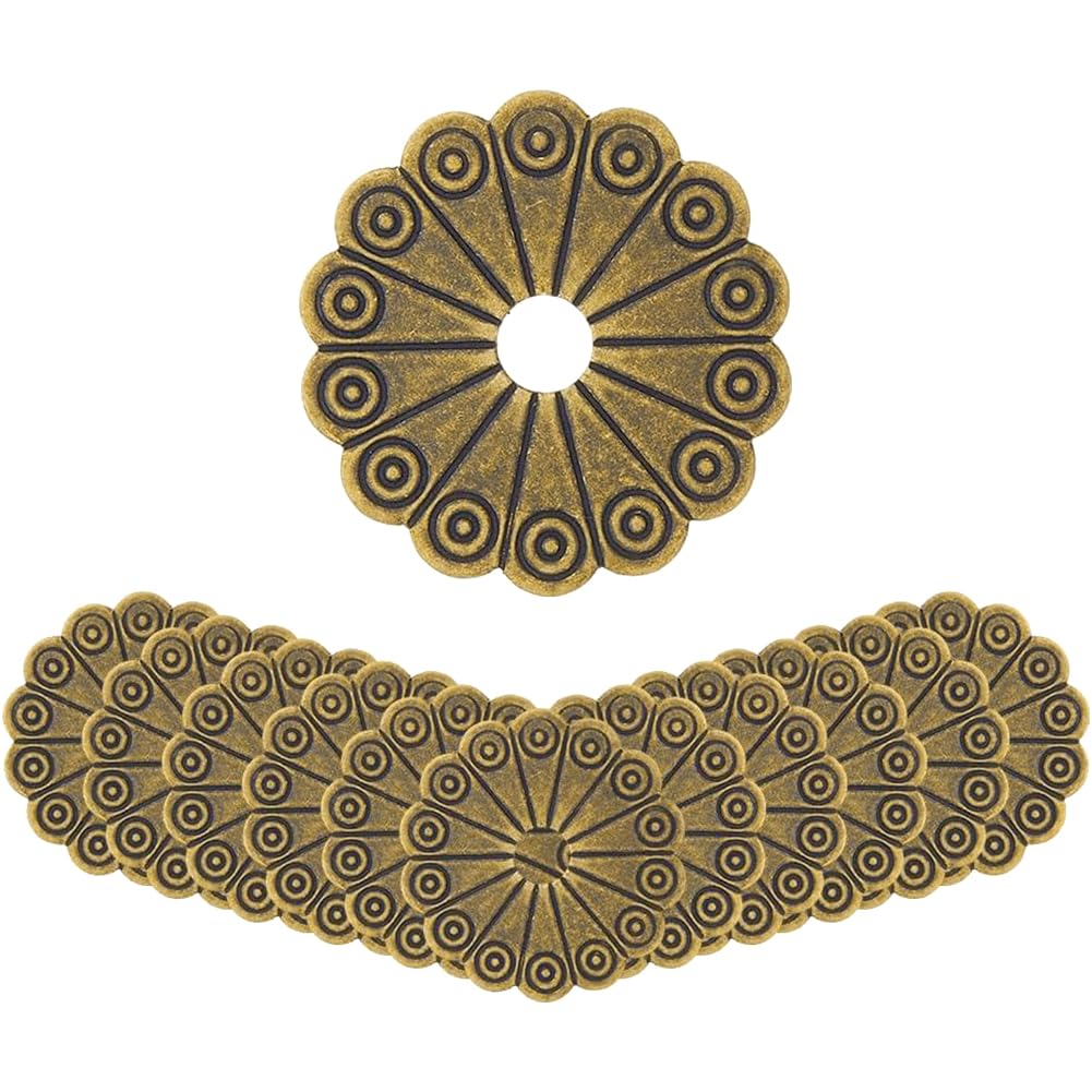 SUPERFINDINGS 12Pcs Round Brass Backplate Washers Antique Bronze Gasket 1.26Inch Hardware Classical Furniture Hardware Accessories for Drawer Dresser Closet Decoration