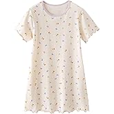 KISBINI Toddler Girl Nightgown Short Sleeve Cotton Princess Sleepshirt Kids Pajama Dress