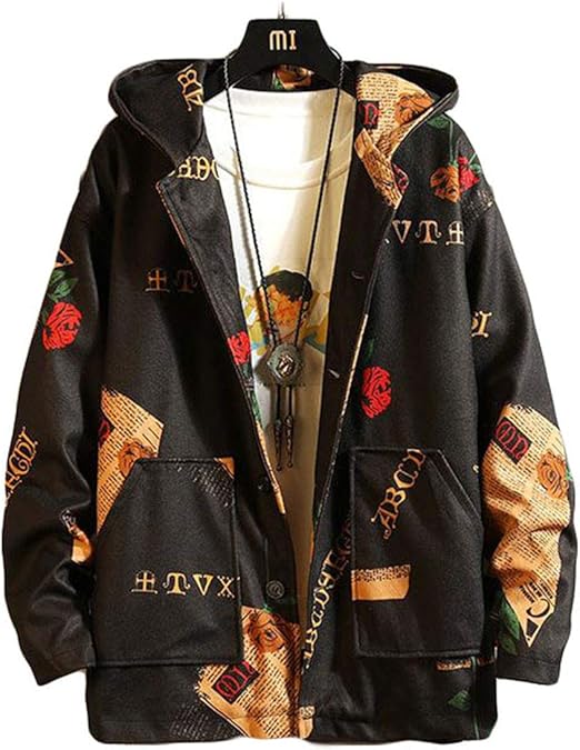 Amazon Gergeousメンズ ジャケット 長袖 ゆったり 秋服 大きいサイズ アウター フード付き 韓国ファッション ストリート系 コート ジャケット 通販