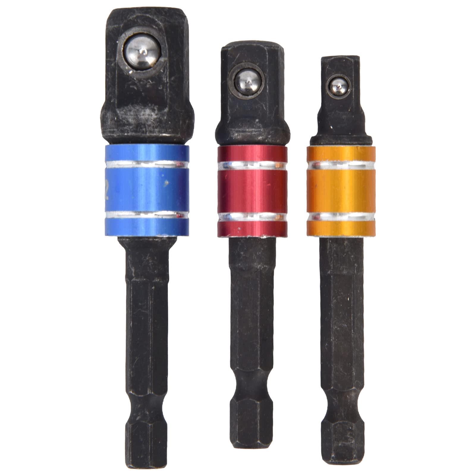 Impact Socket Adaptor Set with 1/4in, 3/8in, 1/2in Square Head 1/4in Hex Shank Square Head Extension Bit Tool Kit for Screwdriver