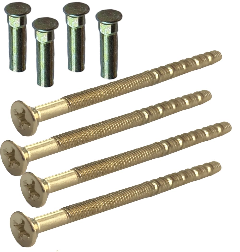 M4 x 60mm Brass Door Handle Screws with Brass Security Bolt Carriage Sleeves Male to Female Con-necting Screws for Door Handle, Knobs Escutch-eons and Others (Pack of 4) — image 1
