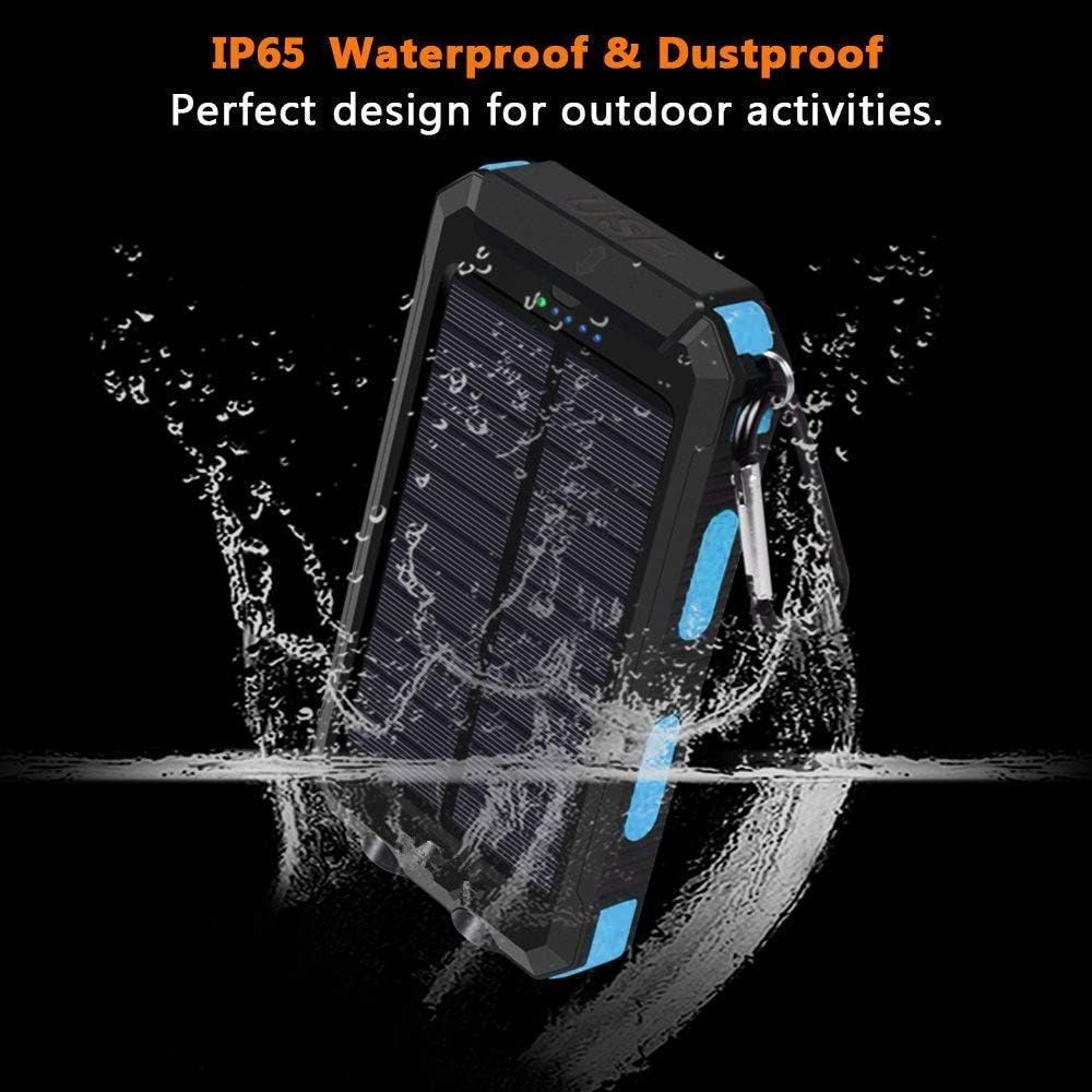 Solar Charger 20000mAh YOESOID Portable Outdoor Waterproof Solar Power Bank Camping External Battery Packs with Dual USB Output 2 Led Light Flashlight Compatible Most Smart Phones and Tablets: Home Audio & Theater