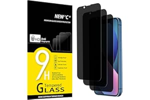 NEW'C 3 Pack Privacy Screen Protector for iPhone 14, iPhone 13/13 Pro (6.1 Inches), Balanced 35-Degree Privacy Angle with Eye Protection, Ultra Durable 9H Hardness, Bubble-Free