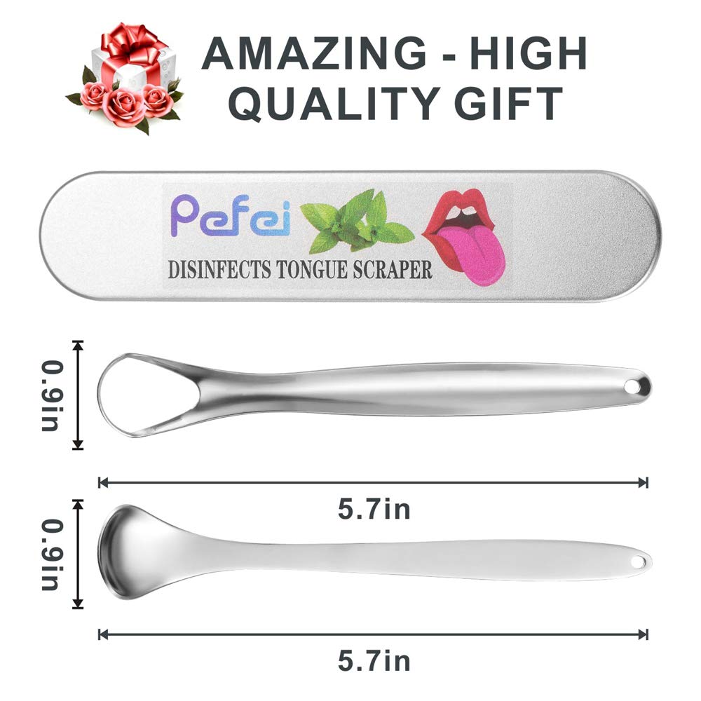 Tongue Cleaner Scraper, Surgical Stainless Steel Tongue Brush Professional Eliminate Bad Breath, Rustproof Tongue Scrapers Reusable Lifetime Dental Scraper