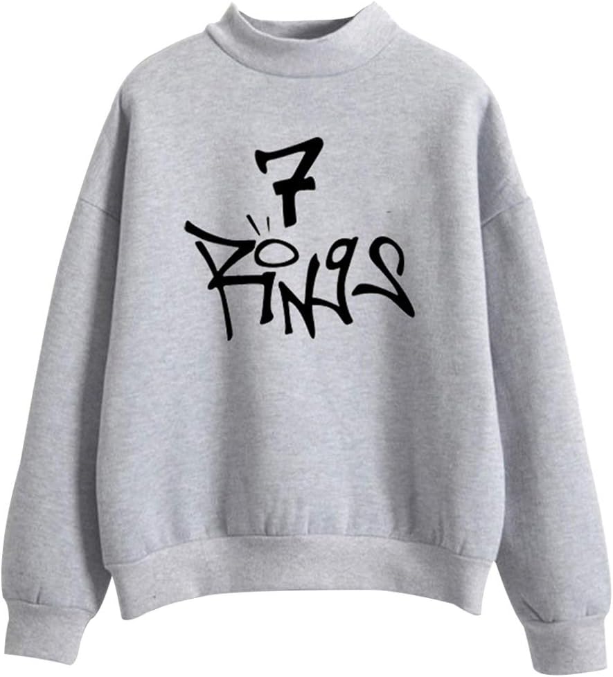 Bocaoying Unisex 7 Rings Pullover Sweatshirt Music Lyrics Lover Gift Casual Long Sleeve Sweatshirt(L Gray)