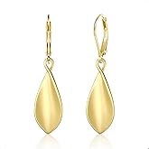 BoutiqueLovin 925 Sterling Silver Leaf Dangle Earrings for Women Dangling Leverback Earrings for Women Hypoallergenic Leaf Curved Drop Earrings Jewelry Gifts
