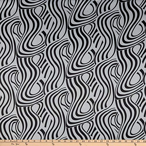 Newcastle Fabrics Charmeuse Satin Swirl Fabric, Black White