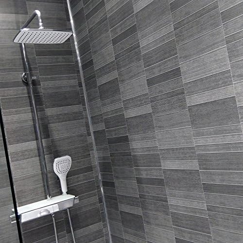 10 Modern Anthracite Dark Grey Small Tile Effect Bathroom Wall Panels