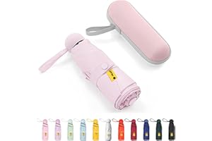 SUTEKE Travel Small Umbrella Compact for Backpack Pocket, Lightweight Mini Sun Umbrella with Case Tiny Portable Umbrella with UV Protection UPF 50+ for Women Girls