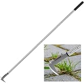 BARAYSTUS Crack Weeder, Stainless Steel Manual Crevice Weeding Tool, Long Handle Weed Grabber Remover, L-Shaped Manual Weeder Puller, Durable Crevice Weeding Tool for Sidewalk Garden Patio Lawn