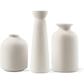 Napormot Ceramic Vase,Small Vases for Decor,Set 3 Modern Boho Vases for Flower Pampas,Fit for Living Room Desk Shelf Decor (White)