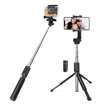 Bluetooth Selfie Stick, BlitzWolf 5 in 1 81.5cm Erweiterbarer Selfie Stang Stab mit Bluetooth-Fernauslöse und Stativ für Kame