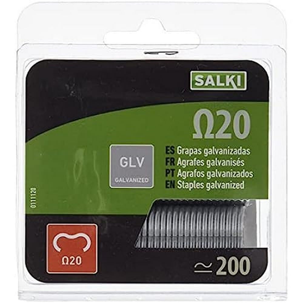 SALKI | Wire Mesh Staples Ω20 | Pack of 200 Omega-20 Galvanized Staples | Diameter 2 mm, Galvanized