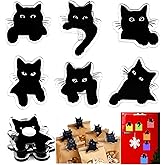 Acellegic 12 Pack Cat-Shaped Magnetic Chip Clips Cute Black Cat Food Bag Clips Funny Magnets for Snack or for Use on The Frid