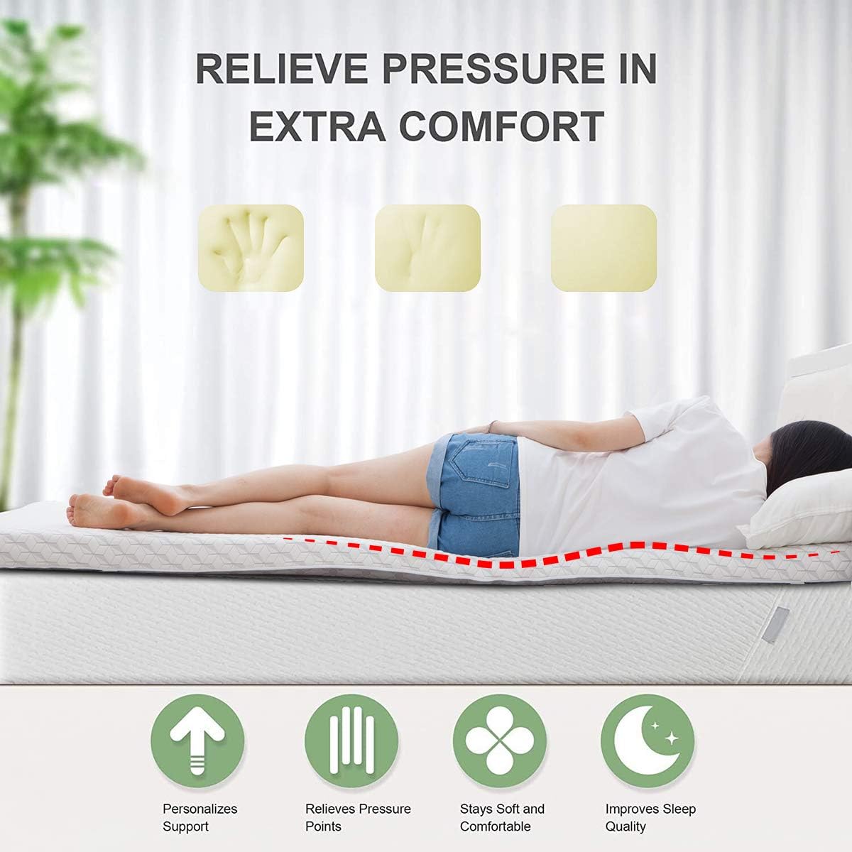 ANONER 3 inch High Density Memory Foam Mattress Topper for Back Pain with Removable&Washable Cover Cool Gel-Infused Mattress Pad for Full Size Bed, Full: Furniture & Decor