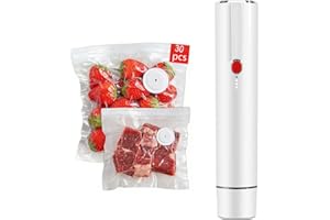 1PC Chef Preserve Vacuum Sealer Machine With 30PCS Reusable Bags, Portable Food Saver with Strong Suction & Auto Shut-Off, fo