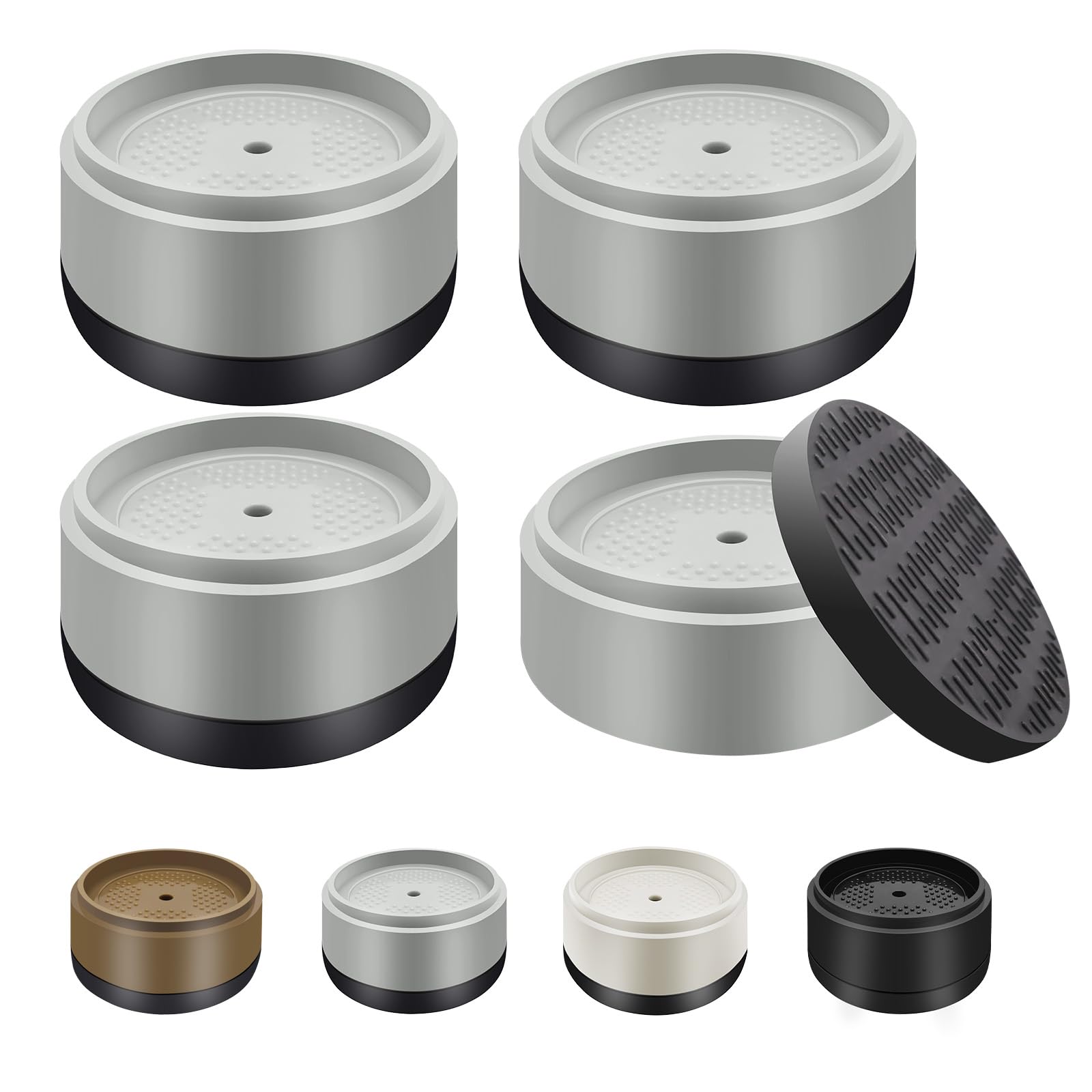 Photo 1 of Furniture Risers Bed Risers Heavy Duty 1 inch, 2 inch, 3 inch, 4 inch Round Adjustable Bed Lifts Riser for Desk Legs Table Couch Sofa Chair Refrigerator Washing Machine (1 Inch, Gray, 4 Pack )