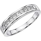 Dazzlingrock Collection 0.50 Ctw 14K Real Solid Gold Princess White Natural Diamond Wedding Stackable Ring Band