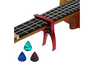 MEDIORAYS Ukulele Capo for 4 String Guitar and Mandolin, Mini Size Professional Ukulele Capo Red