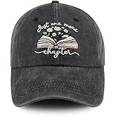 Just One More Chapter Hat for Men Women, Funny Adjustable Cotton Embroidered Bookish Baseball Cap