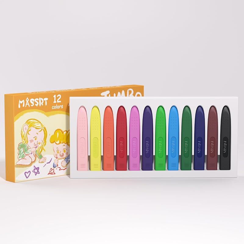 MASSRT Jumbo Crayons for Toddlers 18 Colors Mess Free Unbreakable