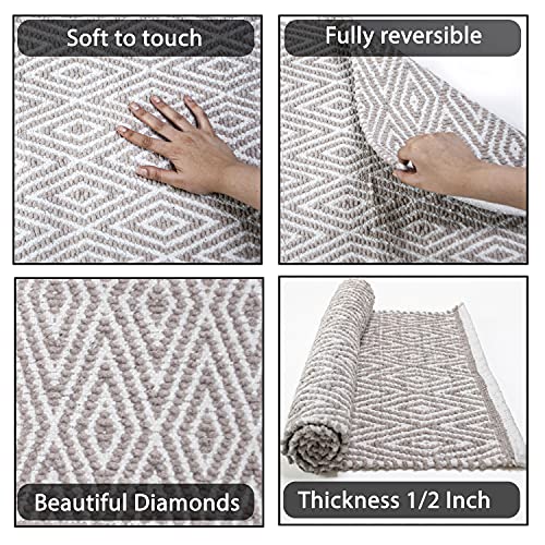 Chardin home 100 Cotton Diamond Rug Fully Reversible Mat Size 21