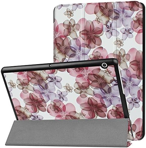 YSMILE HUAWEI MediaPad T3 10.0 Case - Slim Light Weight Smart Shell Stand Case Cover for HUAWEI MediaPad T3 10.0 Tablet (Flower)