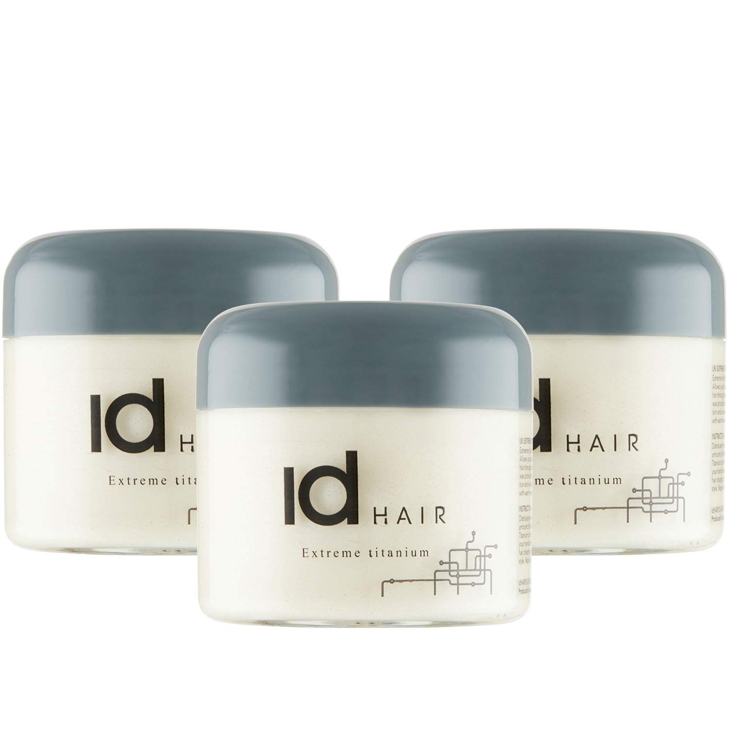 Id HAIR - Extreme Titanium - Professional hair wax for men - Extreme hold and medium shine for short hair - Paraben free, 100ml (pack of 3)