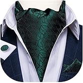 DiBanGu 3PCS Ascot Ties for Men Wedding Jacquard Woven Silk Ascot Cravat for Men Cravat Tie and Pocket Square Set