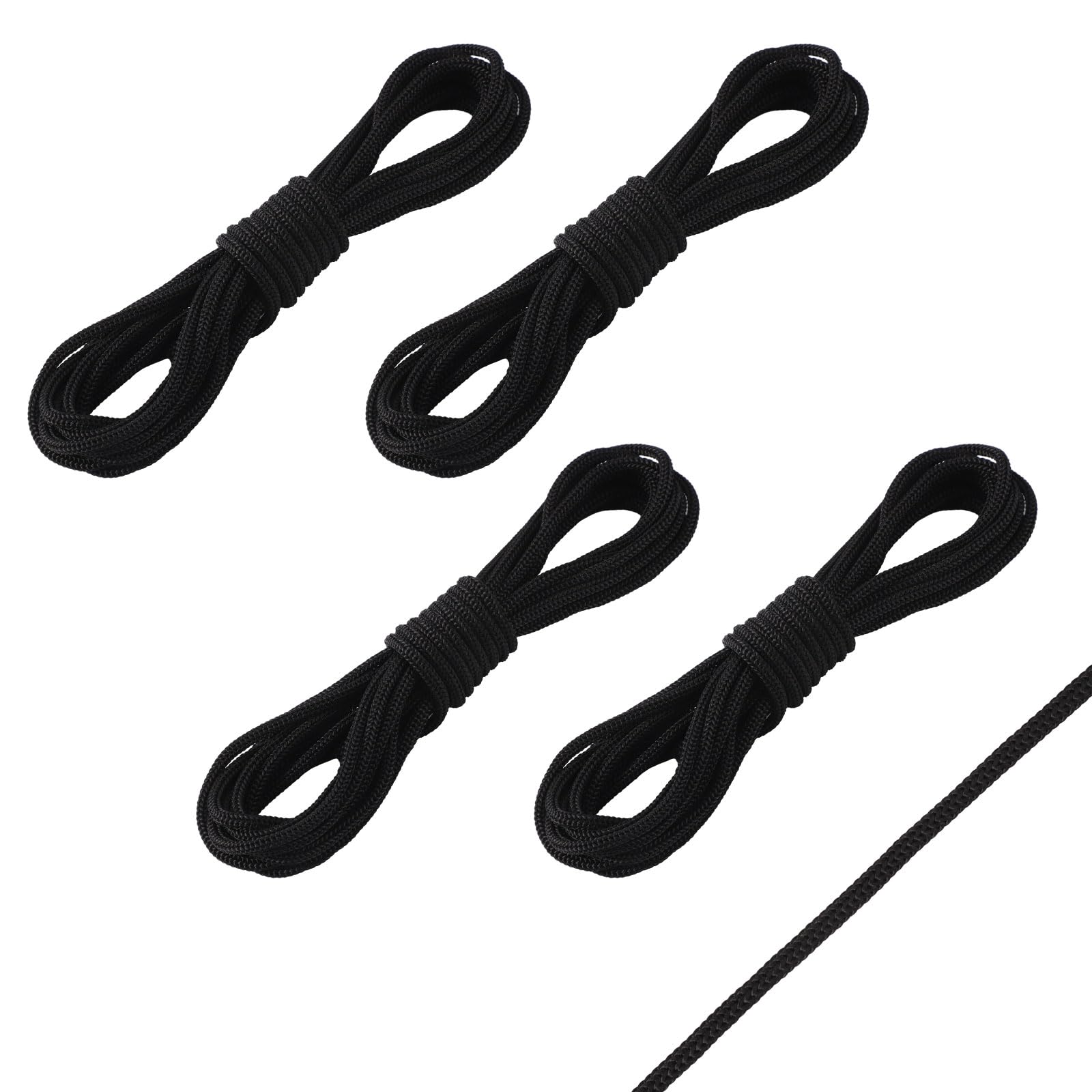 lasuroa 4 Pcs Trampoline Netting Cords, 15ft each Black Trampoline Netting Cords Replacement Parts for Fence Netting Safety Trampoline Netting Cords Fits 12-16ft Trampolines