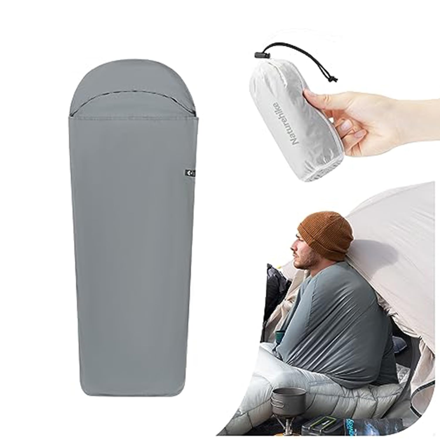 Naturehike Sleeping Bag Liner Ultra-Light 4.51oz - Adult Sleep Sack & Travel Sleep Sack Travel Sheets & Camping Sheet for Backpacking, Hotel, Hostels, Comfy & Easy Care, Full-Length (Zhiyuan Blue)