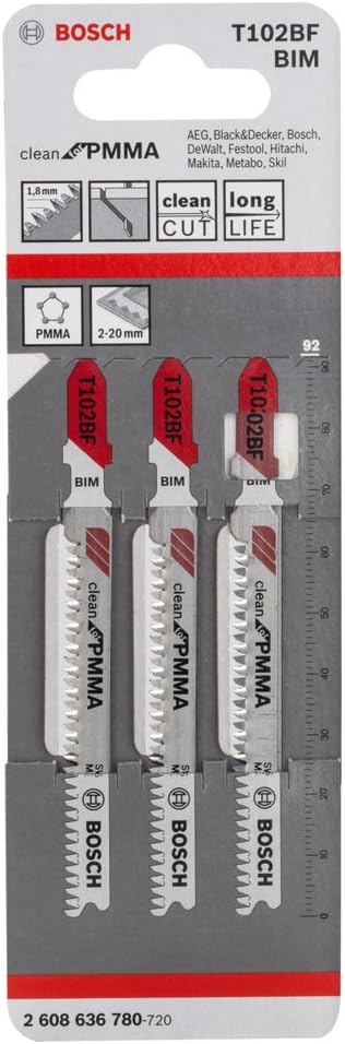 Bosch 2608636780 T 102 Bf Clean for Pmma 3Pk, Silver, PMMA acrylic sheets - Image 3