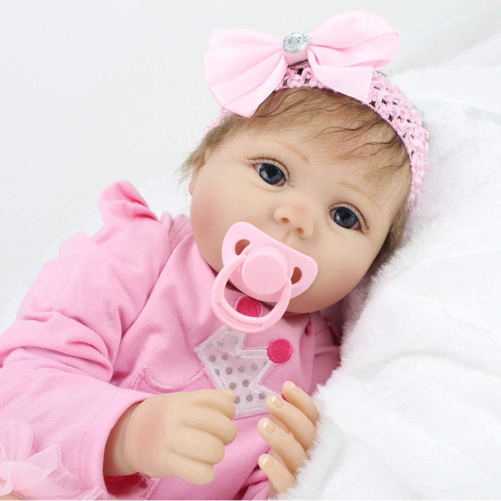 Prezzo ZELY 22 inch Reborn Bambole Silicone Vinile Neonatal Femmine Giocattolo Realistica Occhi Aperti Baby Doll Magnetico Ciuccio Offerte