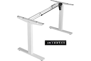 VIVO Electric Stand Up Desk Frame Workstation, Frame Only, Single Motor Ergonomic Standing Height Adjustable Base with Memory Controller, White, DESK-V100EWY